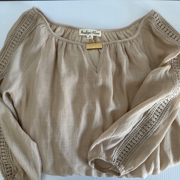 Indigo Rose Boho dress with sleeve detail and gold accent - Picture 1 of 6